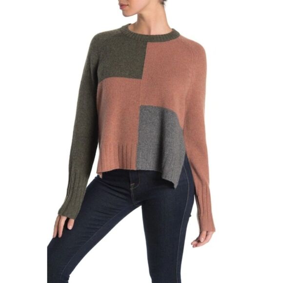 360 Cashmere Hailey 100% Cashmere Brown Black Sweater - Picture 4 of 14